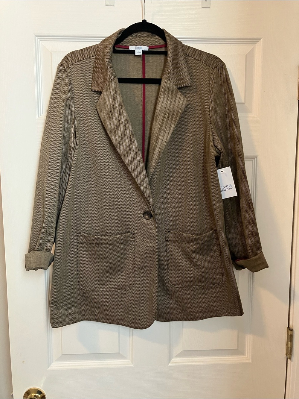 NWT croft & barrow Tan Brown Single-Button Blazer